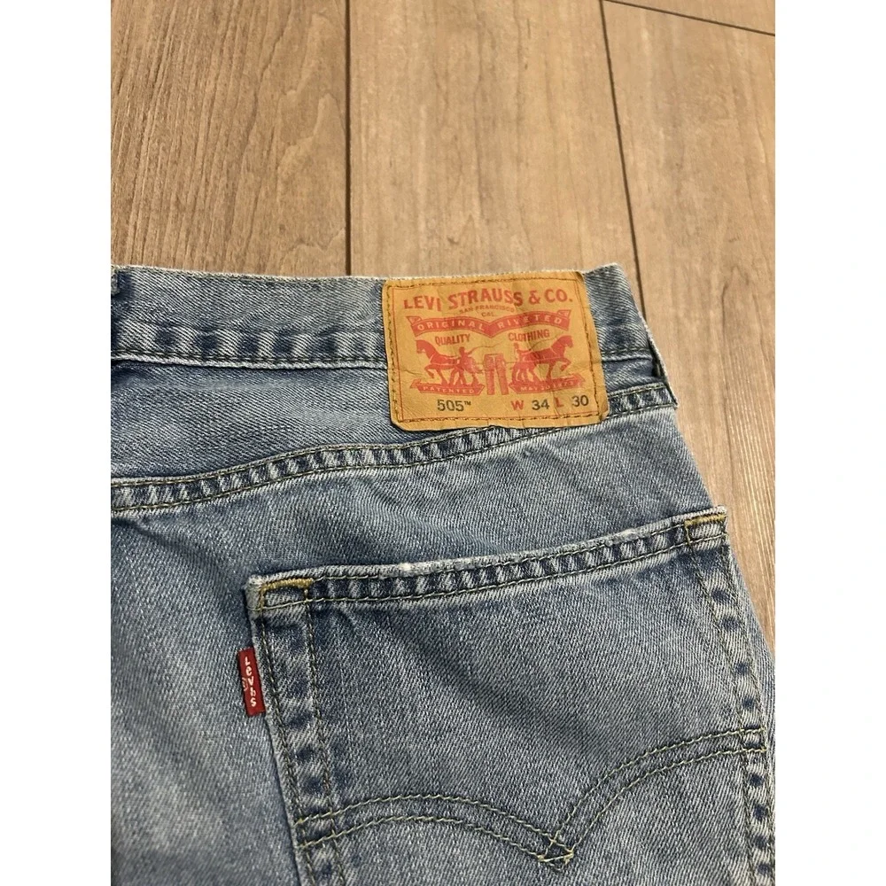 Levi's 505 Men's Cotton Denim Jeans Light Stonewash, Size 34x30
